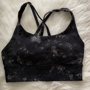 Lululemon Energy Longline Black Tie-Dye Sports Bra